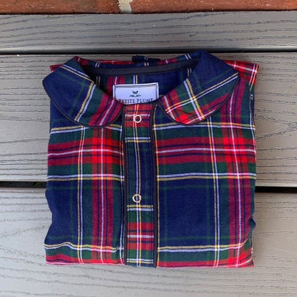 Petite Plume Windsor Tartan Flannel One-Piece Pajamas - Picture 1 of 8